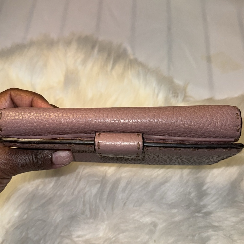 Fendi Wallet Selleria Peekaboo Long Bifold Pink Double Open Women's Leather - Picture 8 of 17